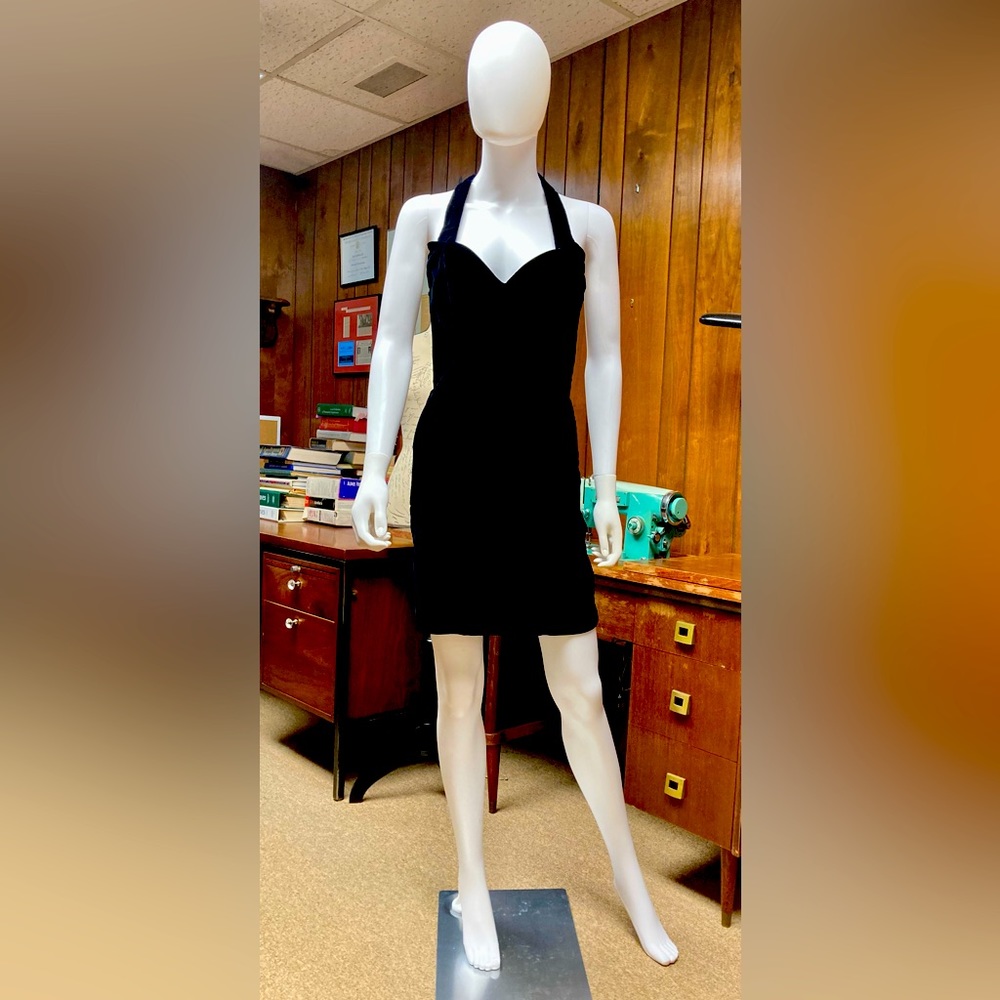 Vintage 90s black velvet halter Rampage dress ladies size 7